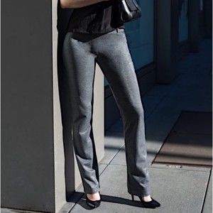 Betabrand Straight Leg Dress Pant Yoga Pants Shimmer Gray
